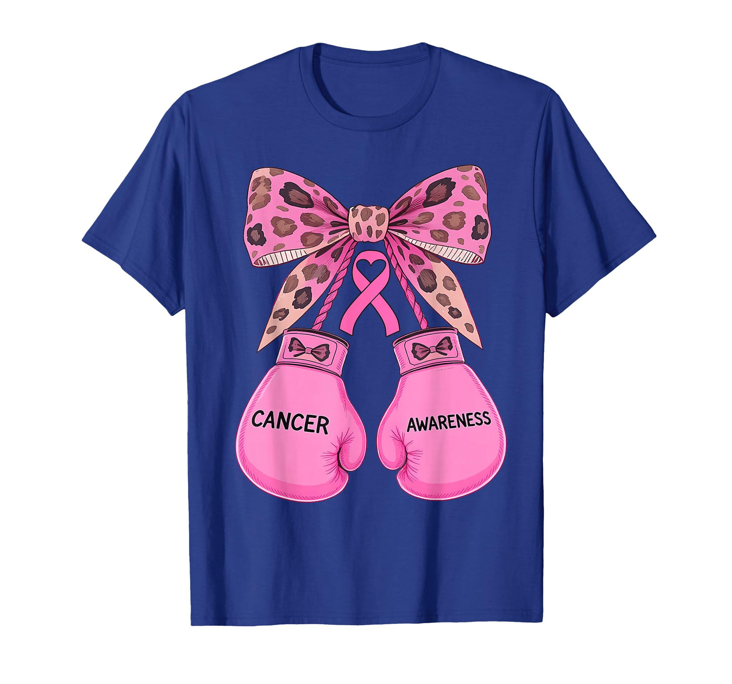 Cute Coquette Bow Pink Ribbon Boxing Breast Cancer Awareness T-Shirt