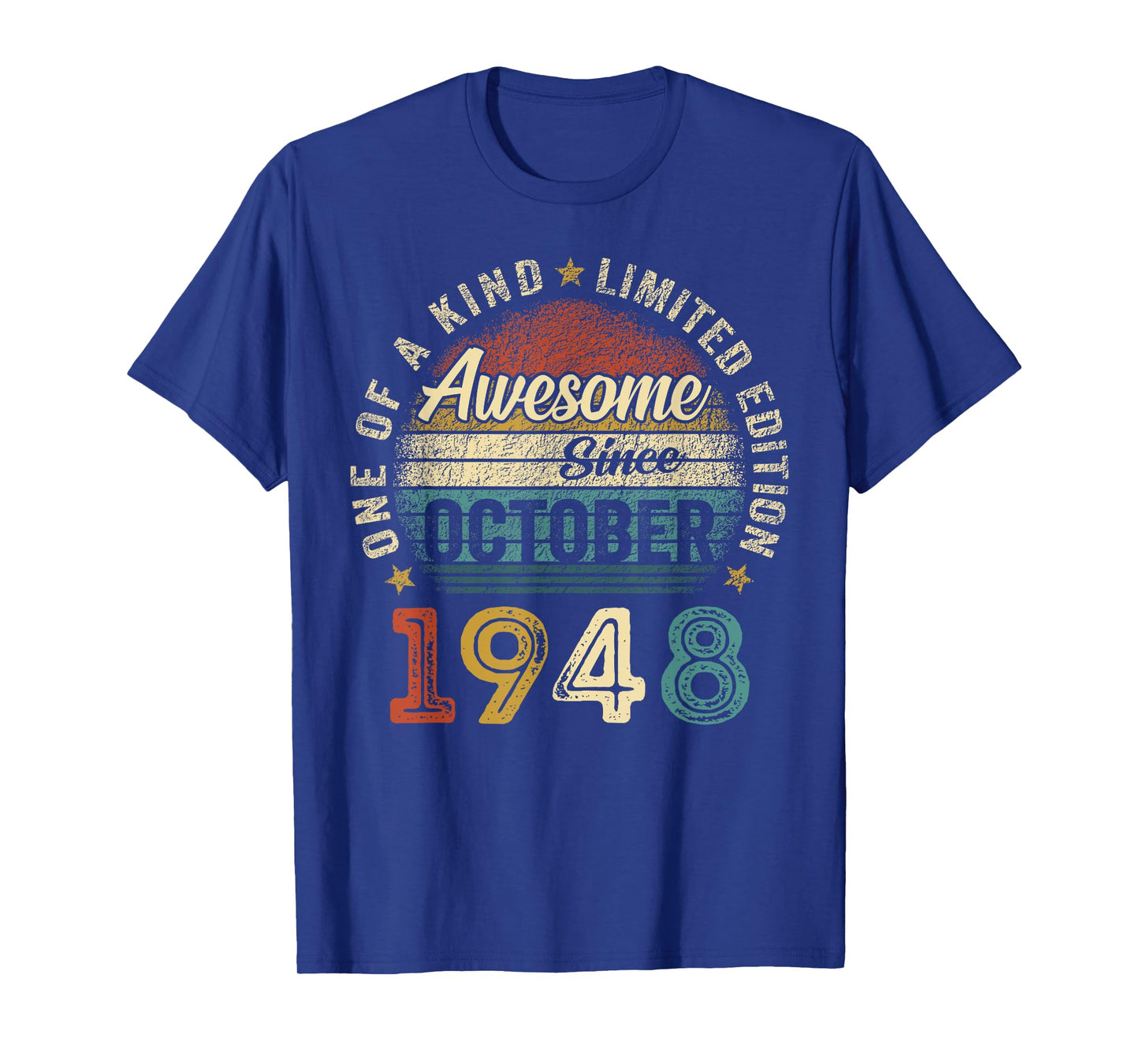 Awesome Since October 1948 Vintage Men Women 77th Birthday T-Shirt