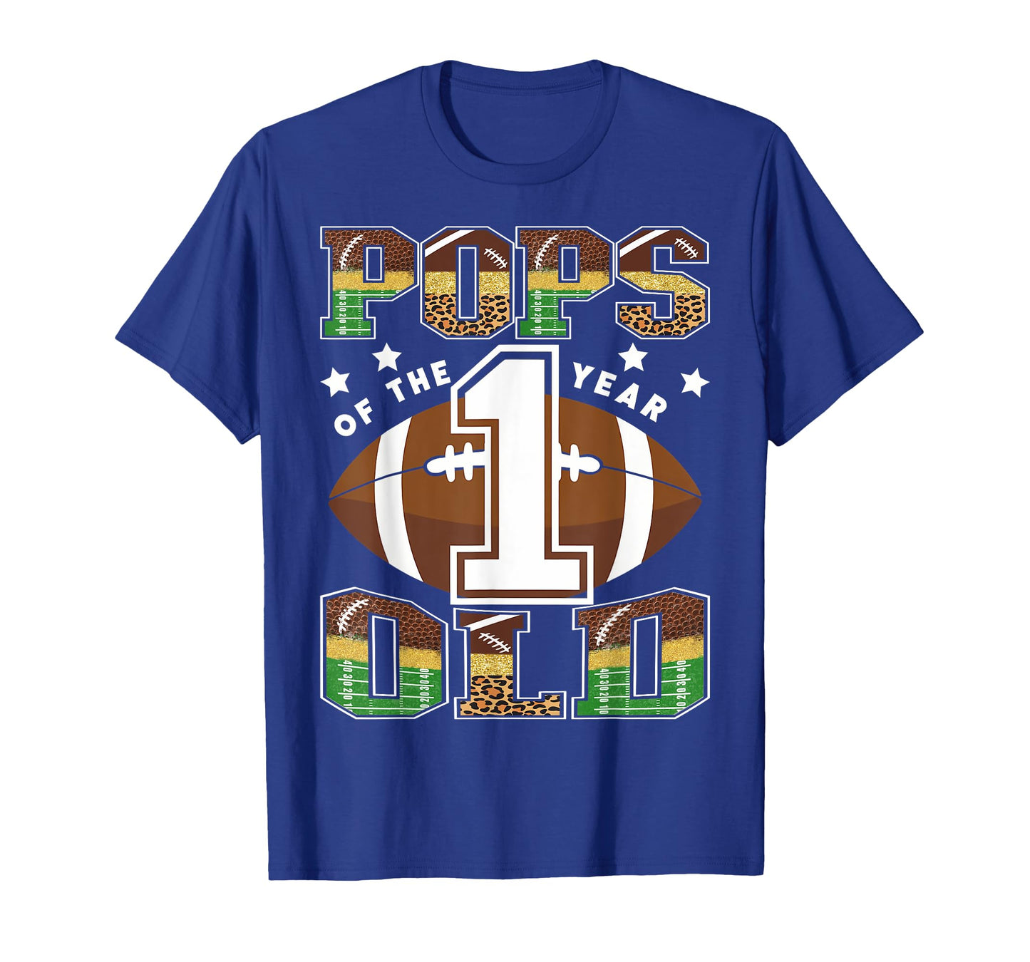 Pops Of The 1 Year Old Football 1St Year Down Birthday T-Shirt