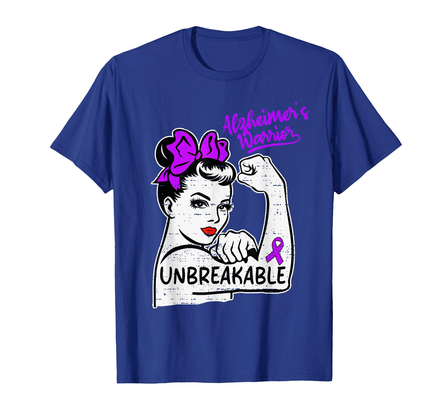 Womens Alzheimer's Warrior Awareness Dementia Ribbon Purple T-Shirt