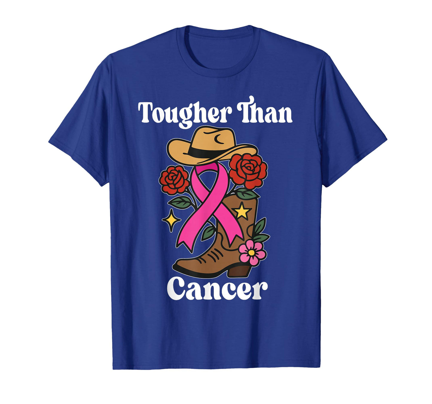 Tougher Than Breast Cancer Awareness Pink Ribbon Cowboy T-Shirt
