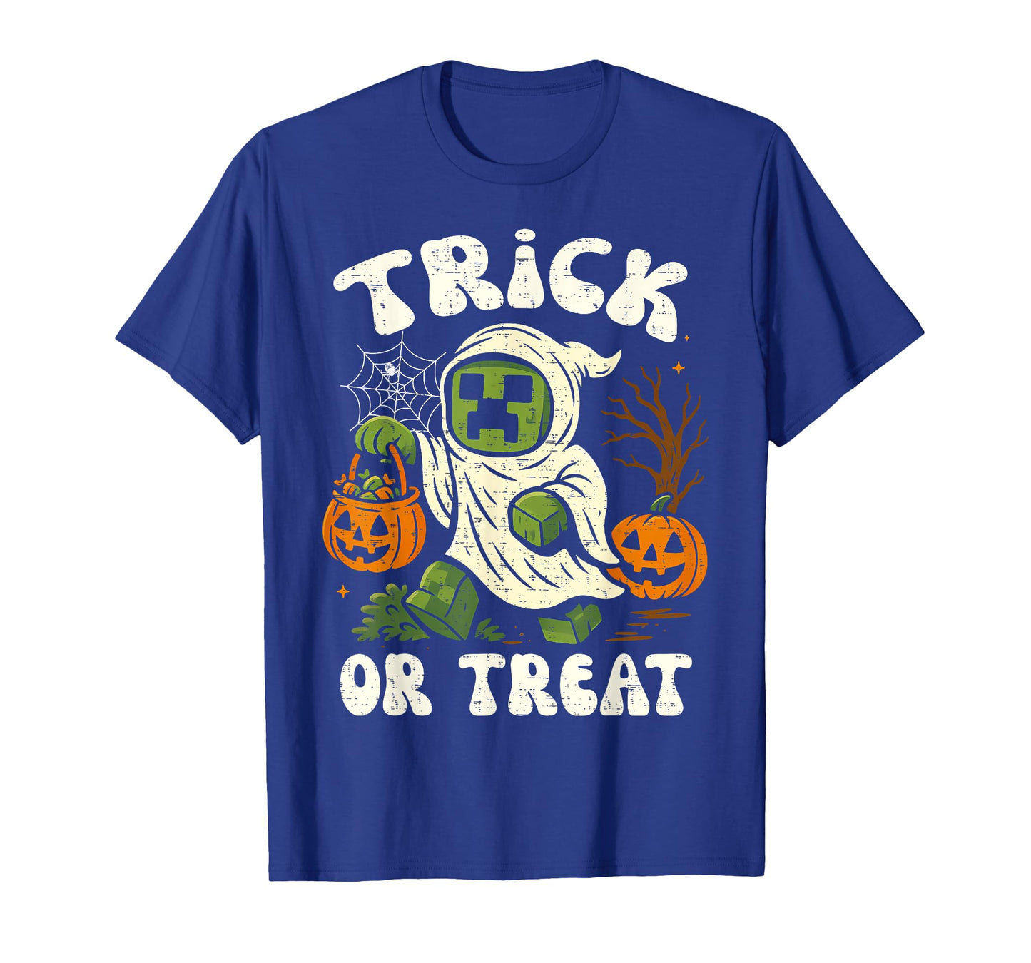 Funny Halloween Gamer Pixel Kids Trick or Treat Pumpkin T-Shirt