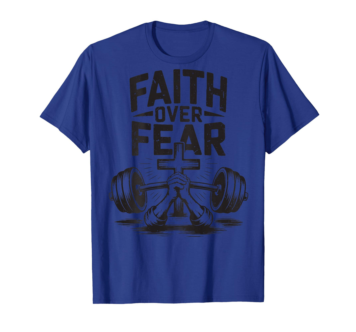 Men's Faith Over Fear Christian Workout Gym Jesus Graphic T-Shirt