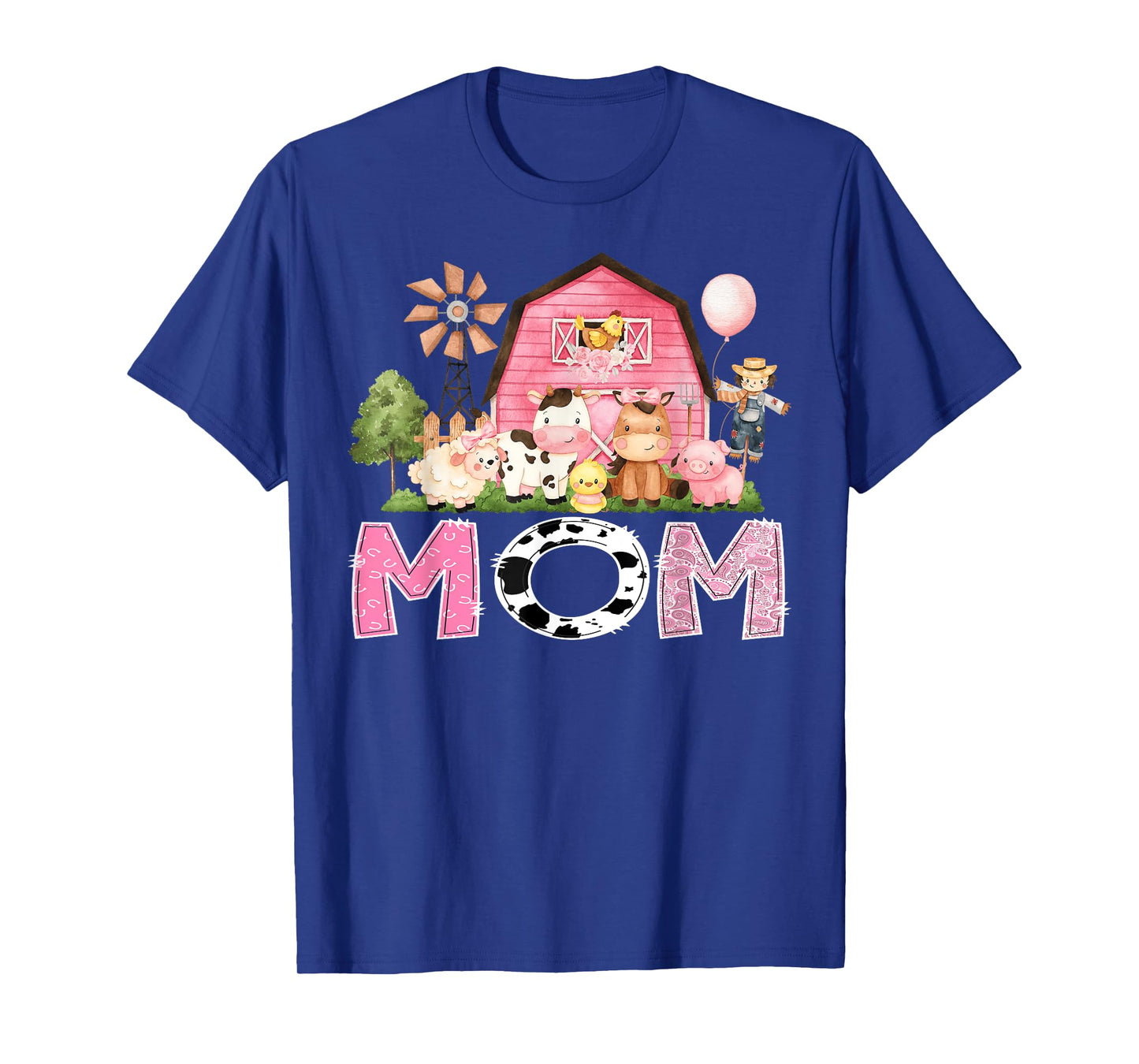 Mom Pink Farm Cow Birthday Girl Matching Family T-Shirt