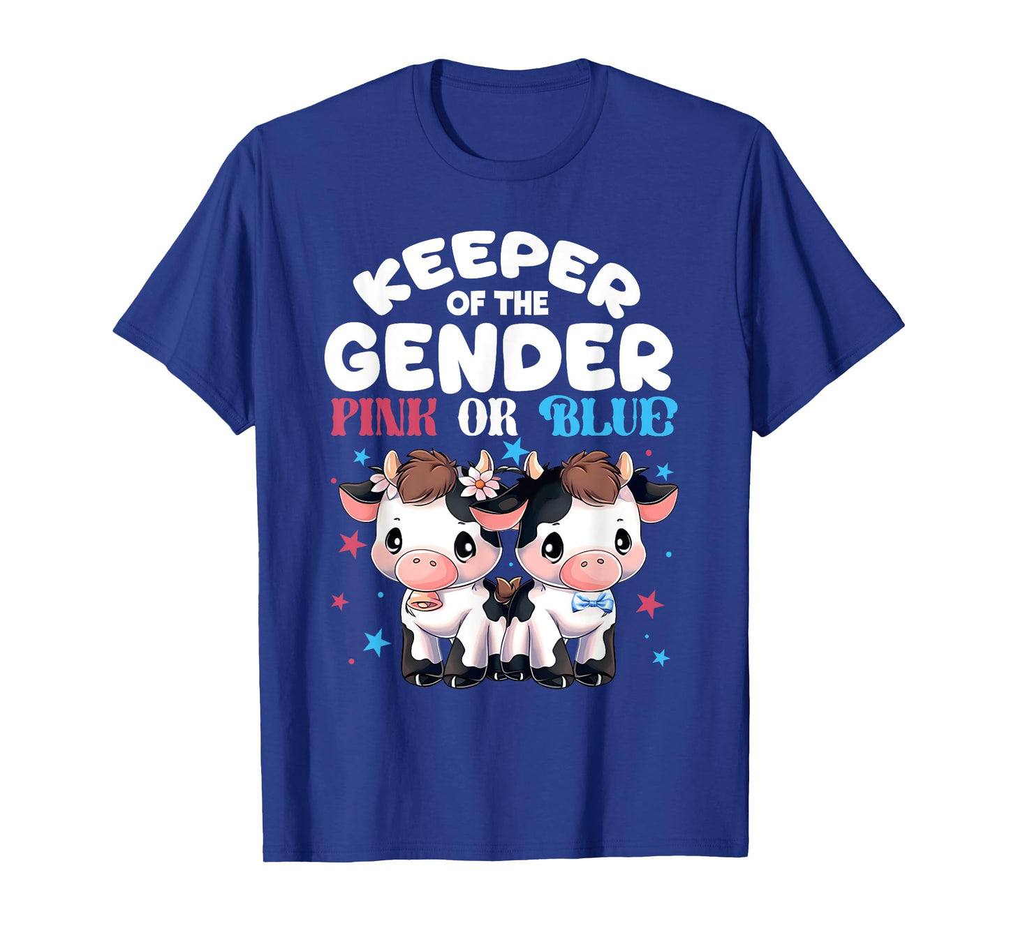 Keeper Of The Gender Cow Print Gender Reveal Decorations T-Shirt