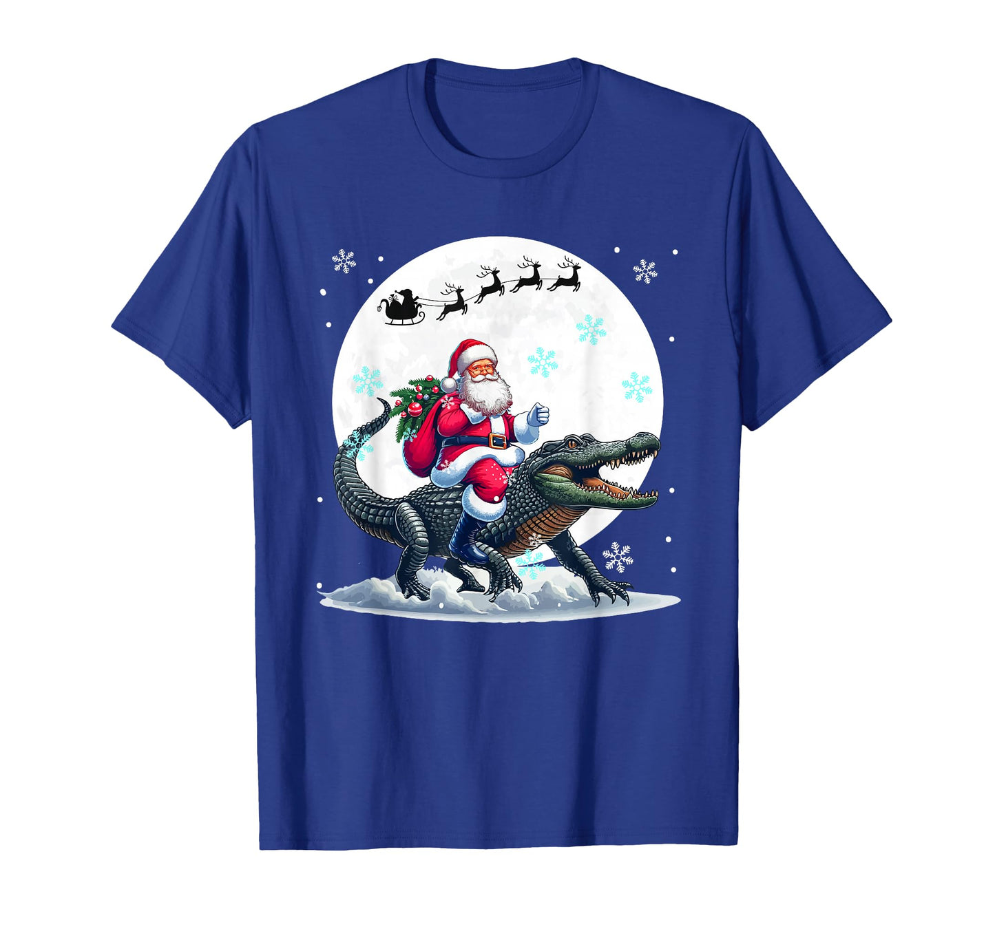 Santa Riding Alligator Christmas Moon Matching Kids Toddler T-Shirt