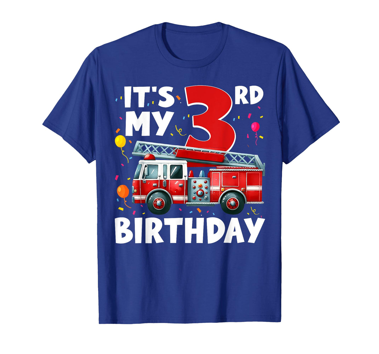 3rd Birthday Boy Fire Truck 3 Year Old Toddler Firefighter T-Shirt