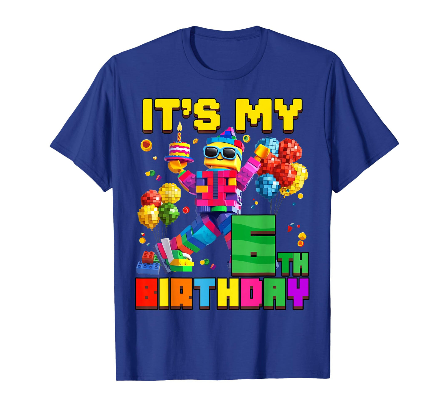 Its My 6th Sixth Birthday Building Brick 6 Years Old Boys T-Shirt