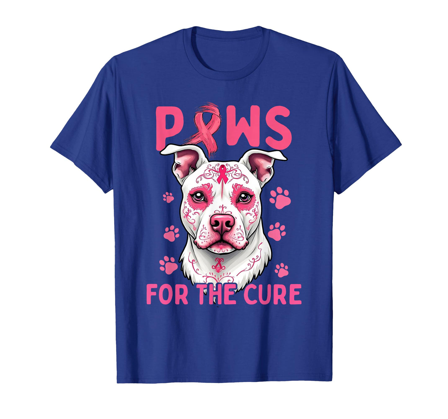 Breast Cancer Awareness Month Paws For The Cure Pitbull T-Shirt