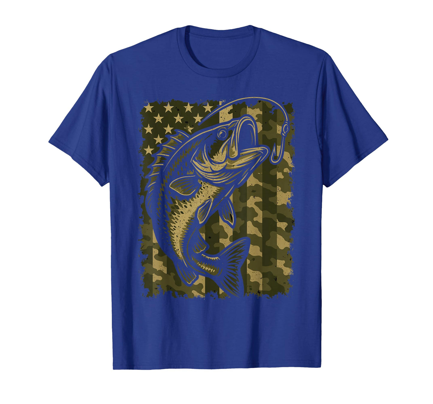 Patriotic Bass Fishing Camouflage American Flag T-Shirt