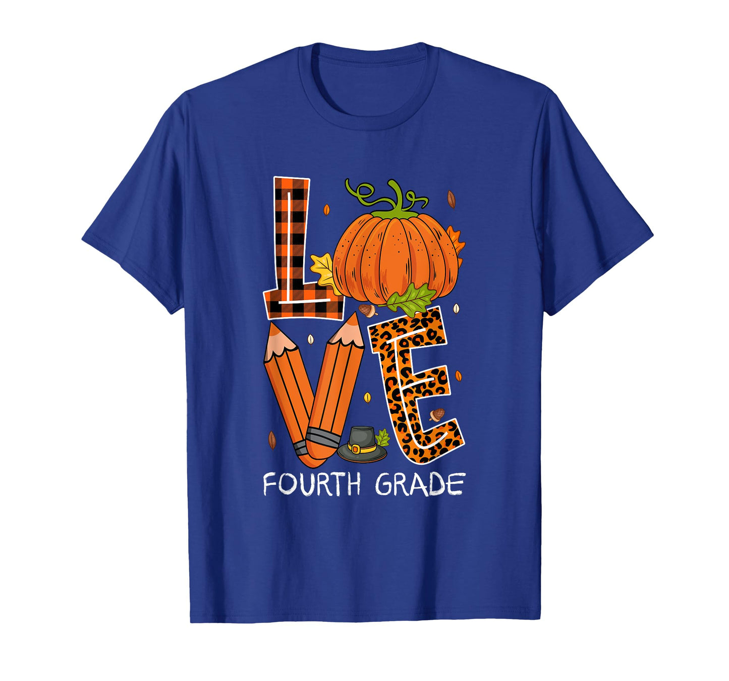 Love Fourth Grade Costume Pumpkin Pencils Thanksgiving Fall T-Shirt