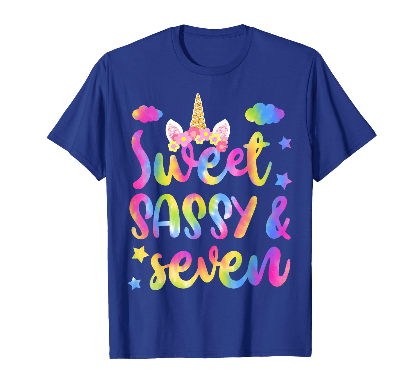 Kids Sweet Sassy And Seven Cute Unicorn 7th Birthday Girl T-Shirt