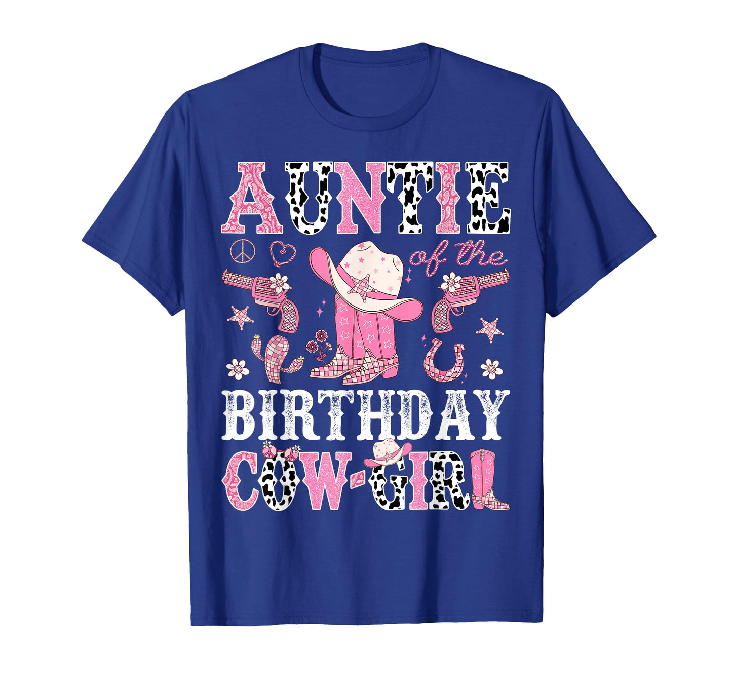 Auntie Of The Birthday CowGirl Pink Disco Rodeo Western T-Shirt