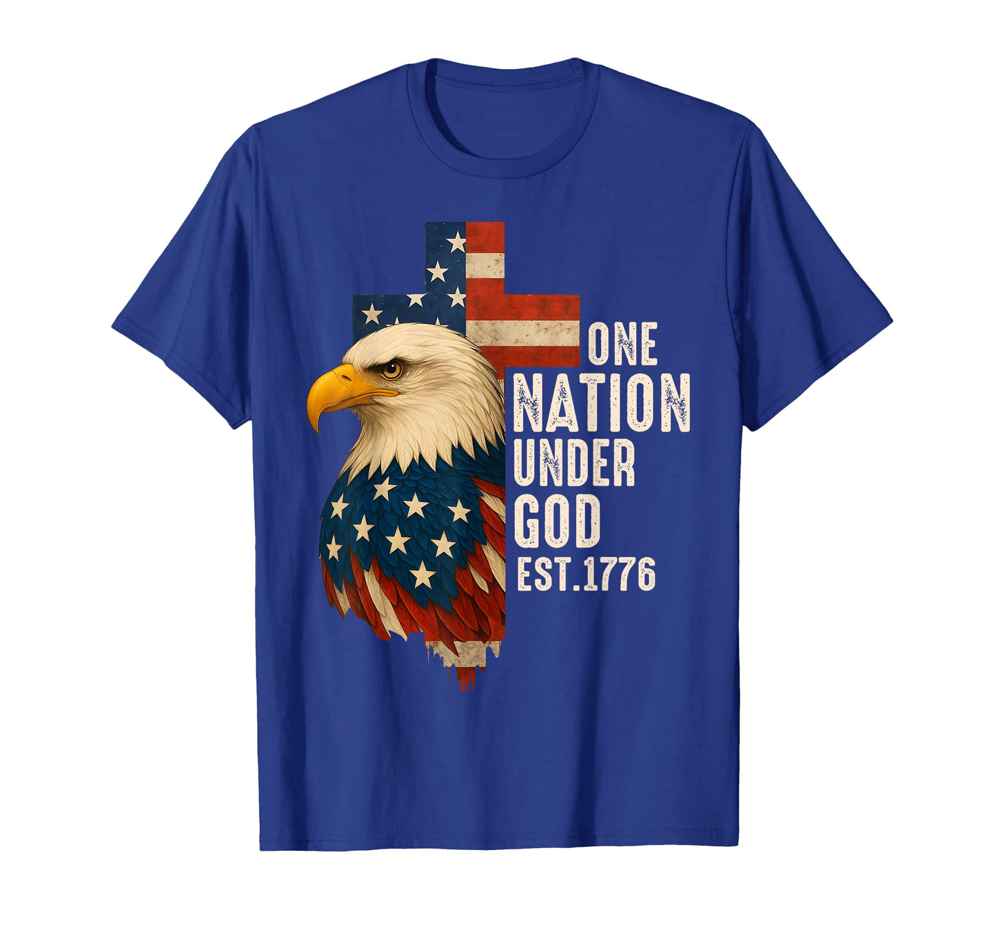 One Nation Under God Flag 4th Of July Patriotic Christian T-Shirt