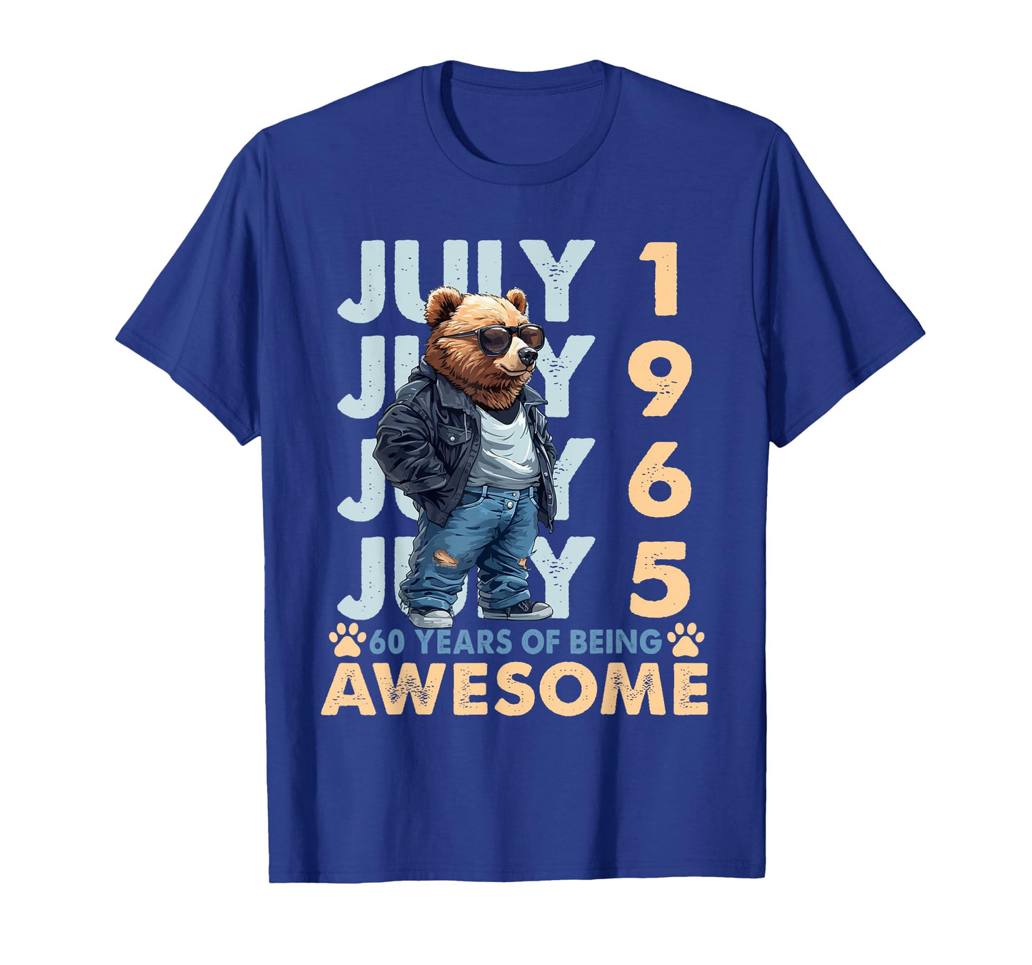 60th Birthday Bear Legends July 1965 60 Years Old For Mens T-Shirt