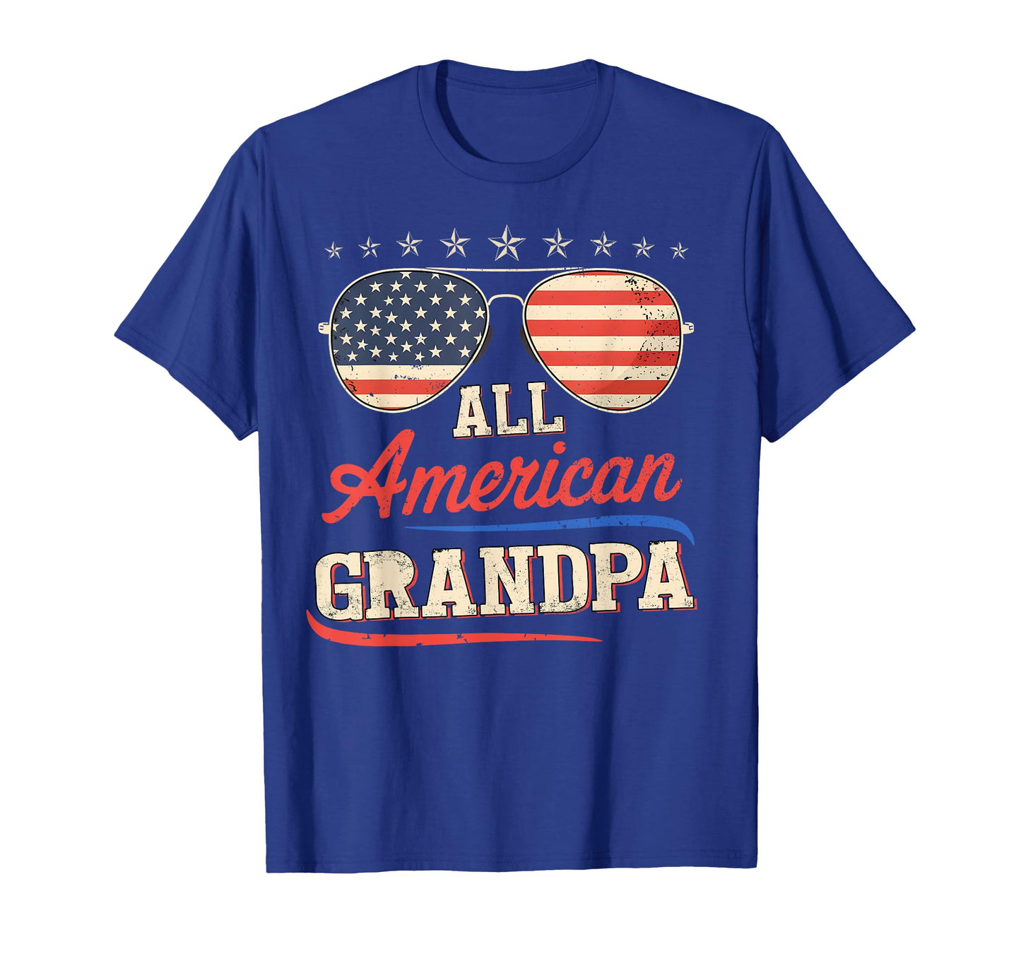 All American Grandpa Patriotic USA Flag Sunglasses Vintage T-Shirt