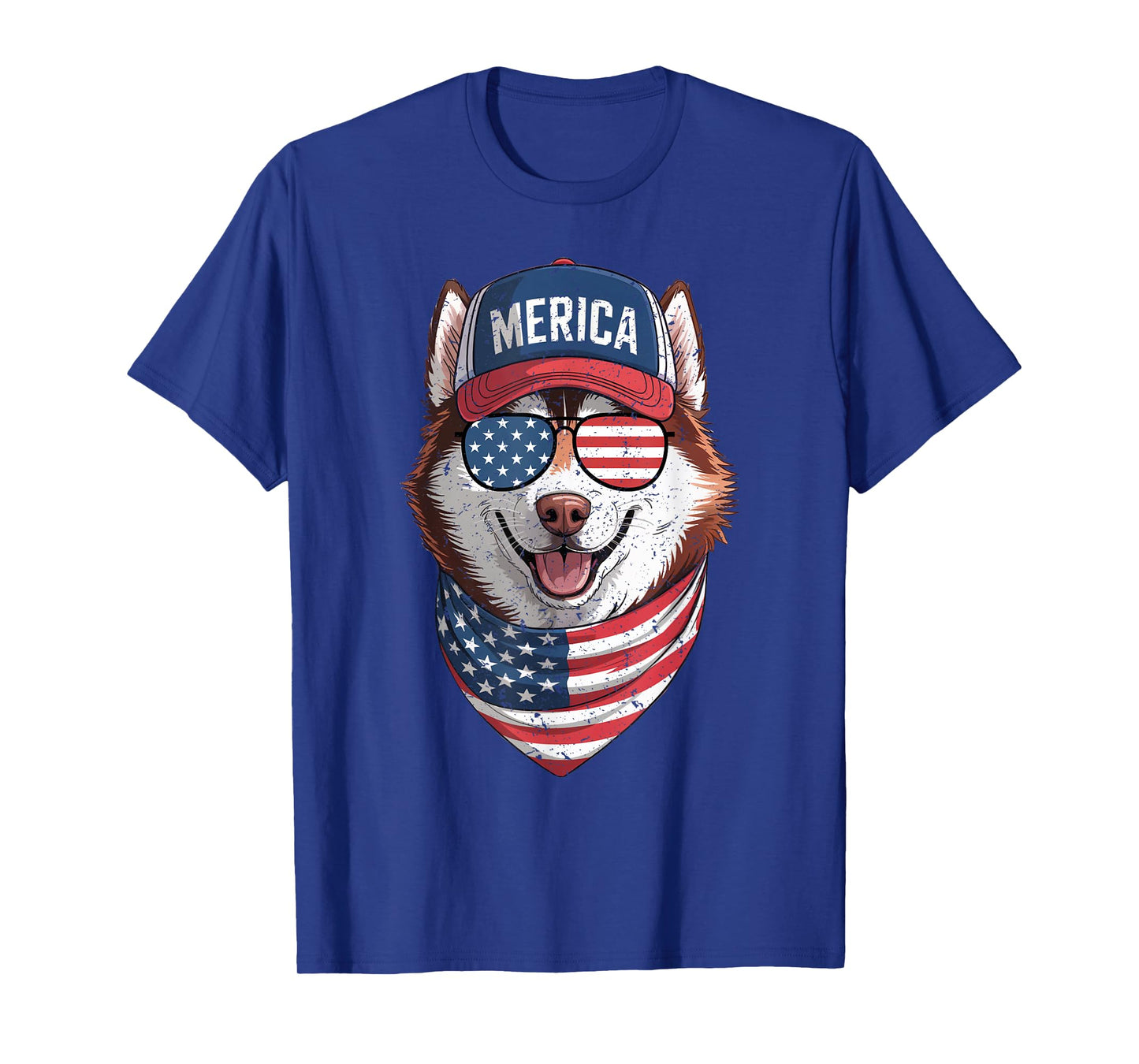Siberian Husky 4th of July US American Flag Dog Patriotic T-Shirt