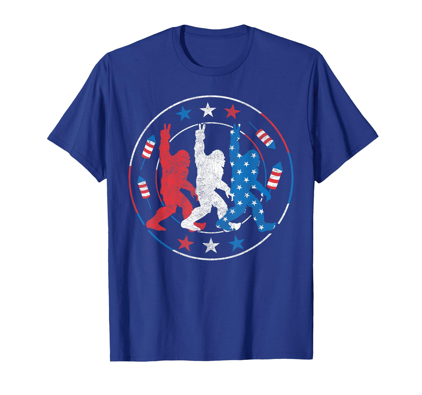 Big Foot Fireworks 4th of July Sasquatch American US Flag T-Shirt