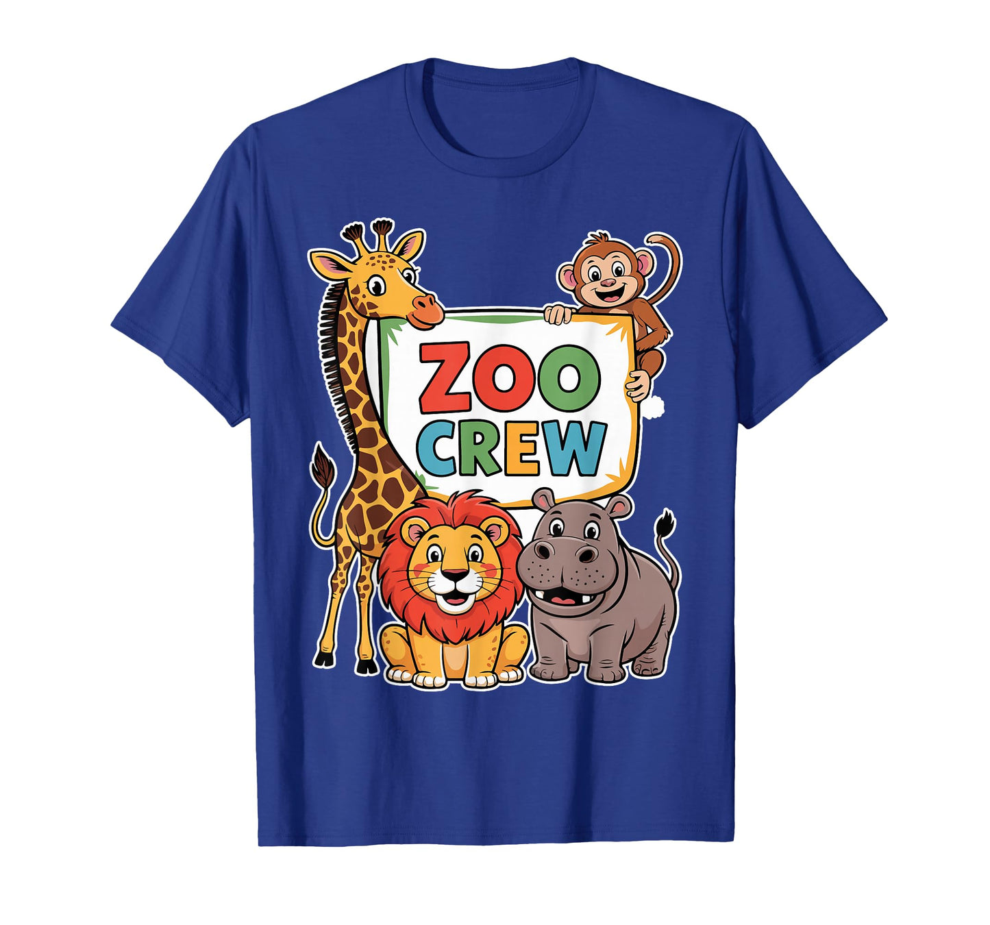 Zoo Crew Wildlife Safari Animals Giraffe Monkey Lion Hippo T-Shirt