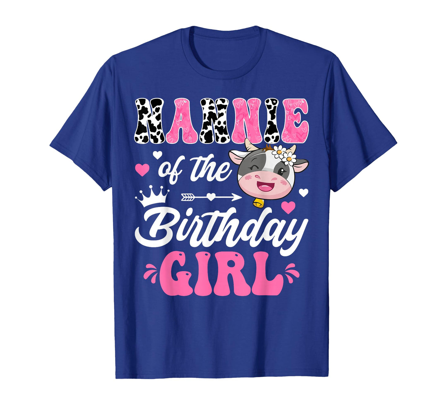 Nannie Of The Birthday Girl Cute Cow Farm 1St Birthday T-Shirt