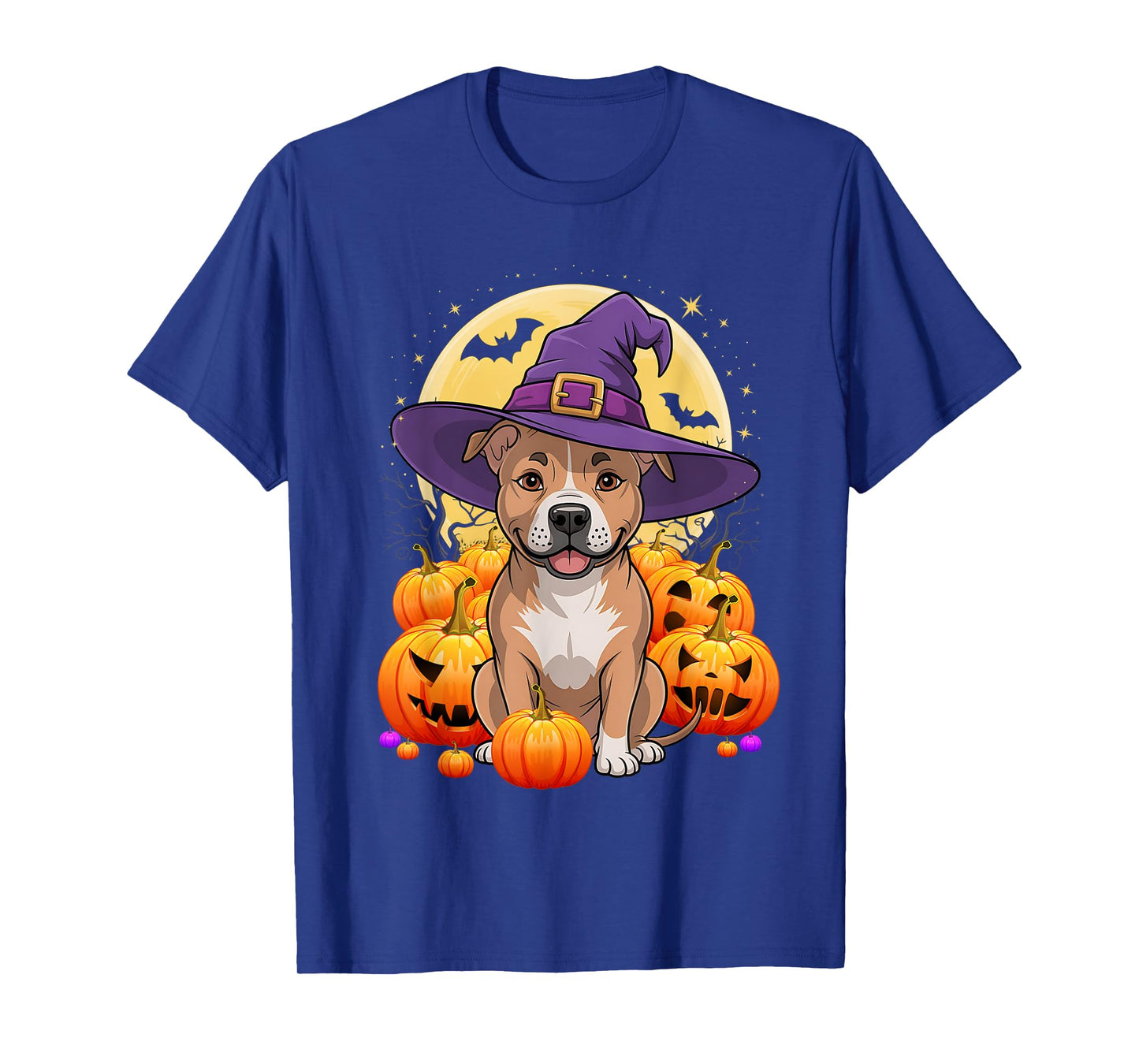 Halloween Pitbull Dog Pumpkin Costume for Men Women Kids T-Shirt