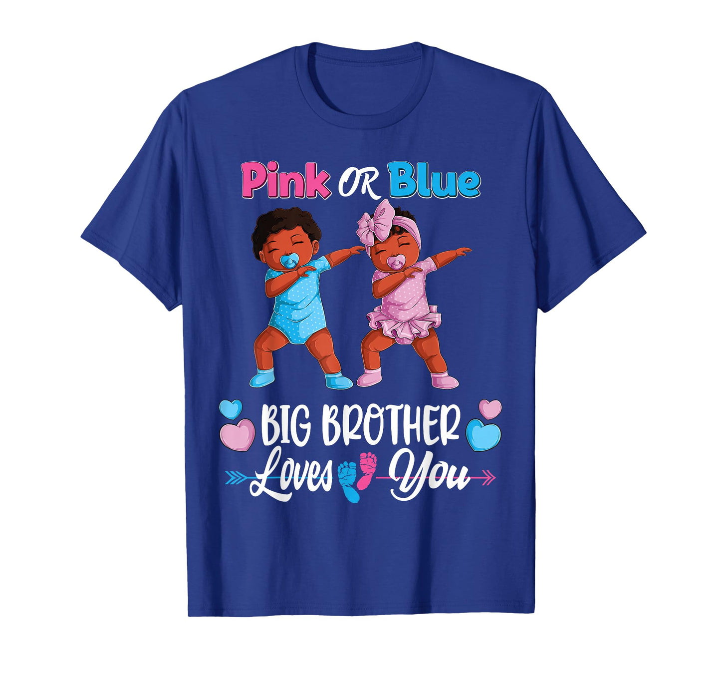 Pink Or Blue Big Brothers Loves You Black Baby Gender Reveal T-Shirt