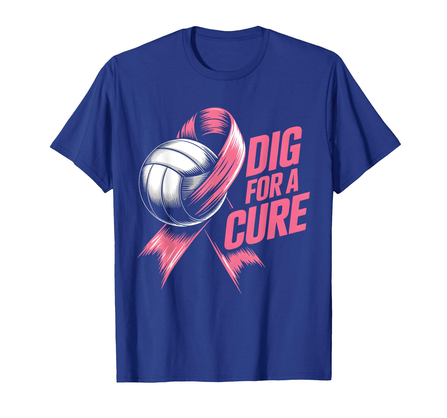 Dig For Cure Ribbon Volleyball Breast Cancer Awareness Pink T-Shirt