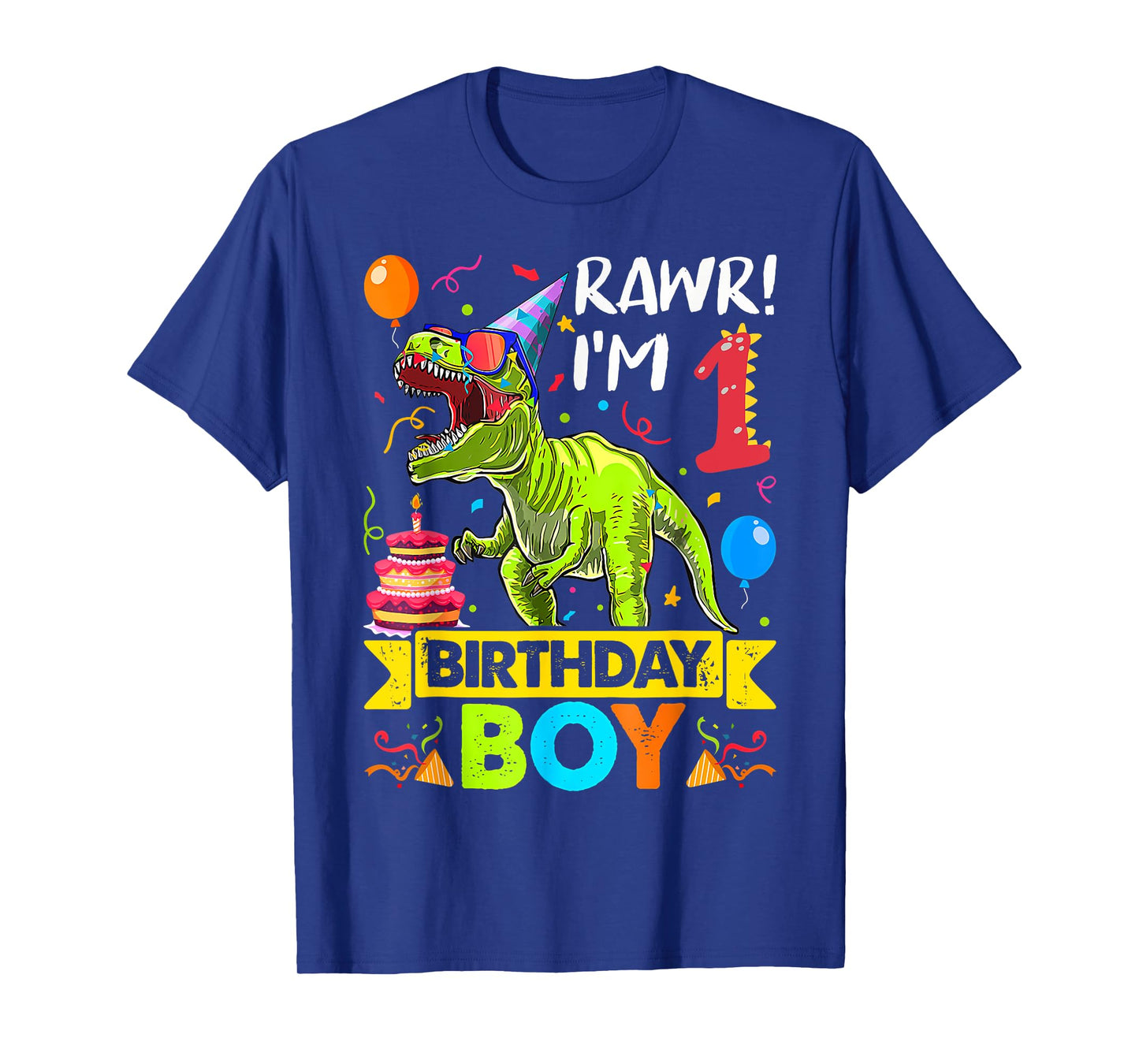 Rawr I'm 1St Birthday Boy Dinosaur T-Rex 1 Years Old Party T-Shirt