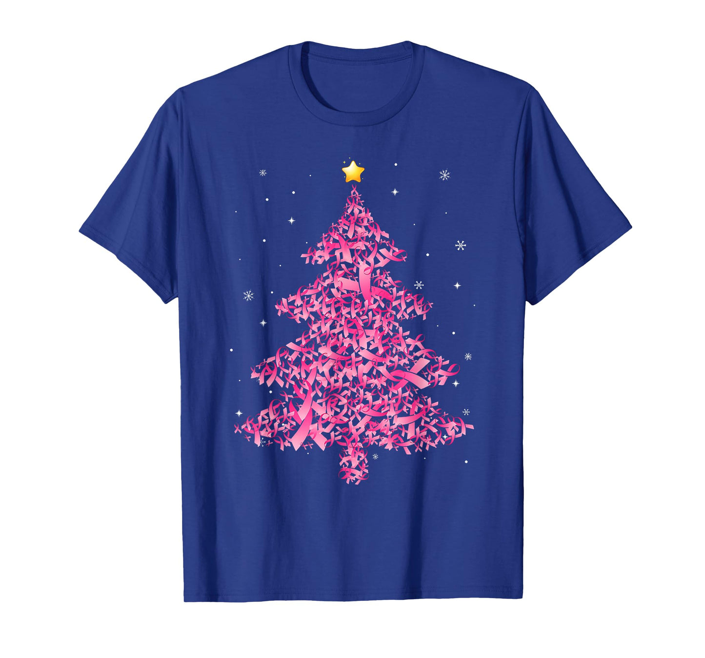 Breast Cancer Christmas Santa Hat Pink Ribbon Xmas Tree T-Shirt