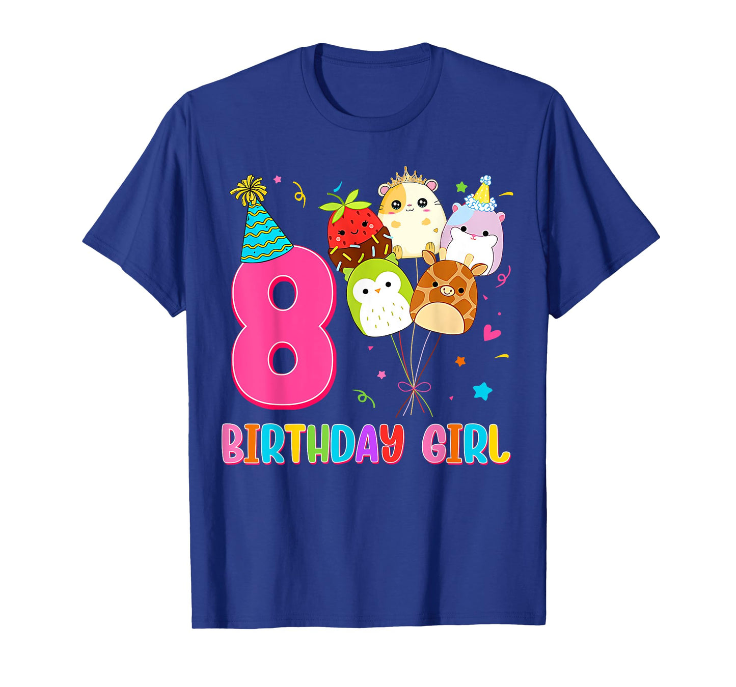 Birthday Girl Squish Squad 8 Years Old Cute 8th Birthday T-Shirt