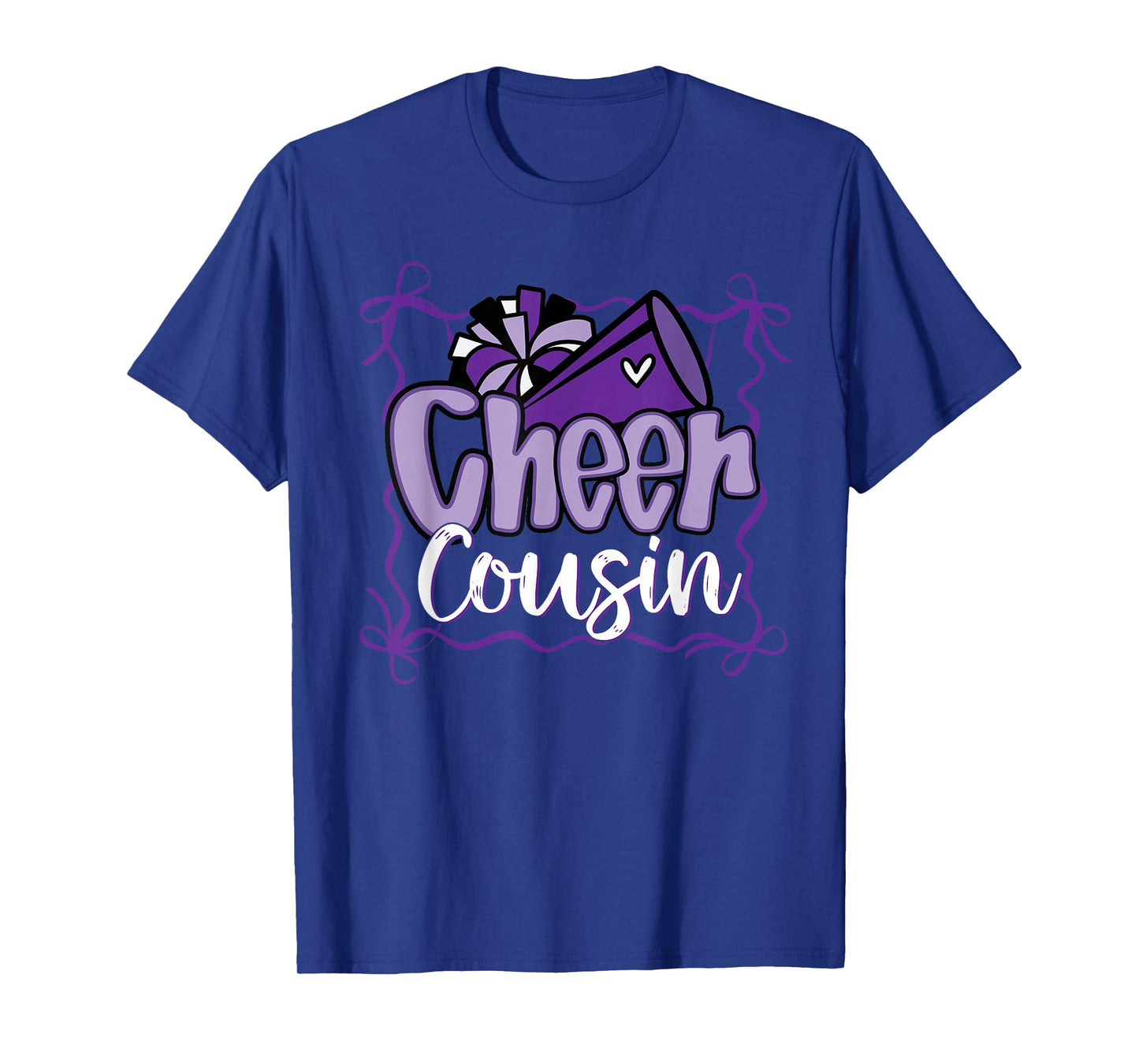 Purple Coquette Pom Poms Bow Cheer Cousin Cheerleader Girl T-Shirt