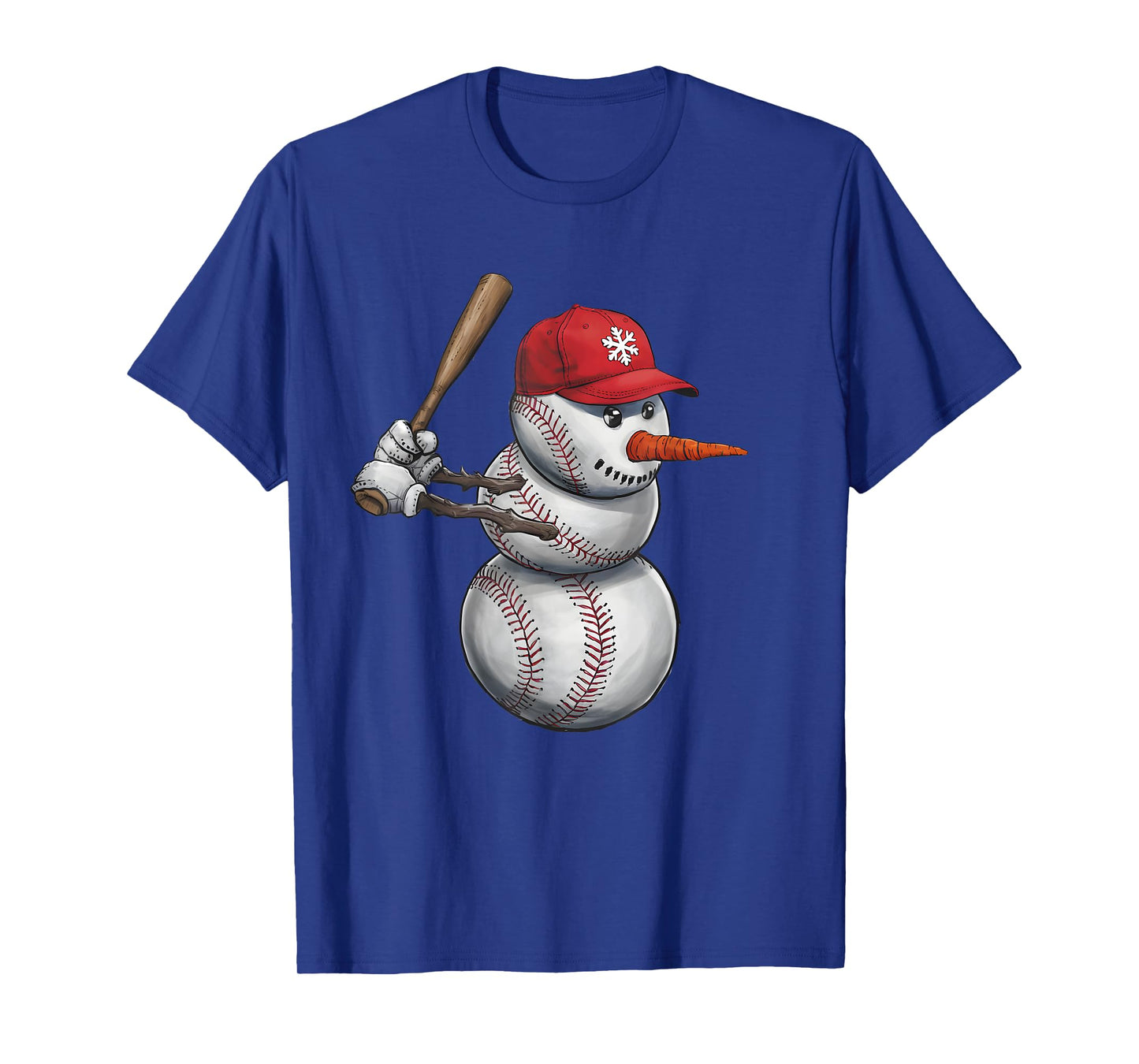 Baseball Snowman Balls Snow Christmas Xmas Men Women Player T-Shirt