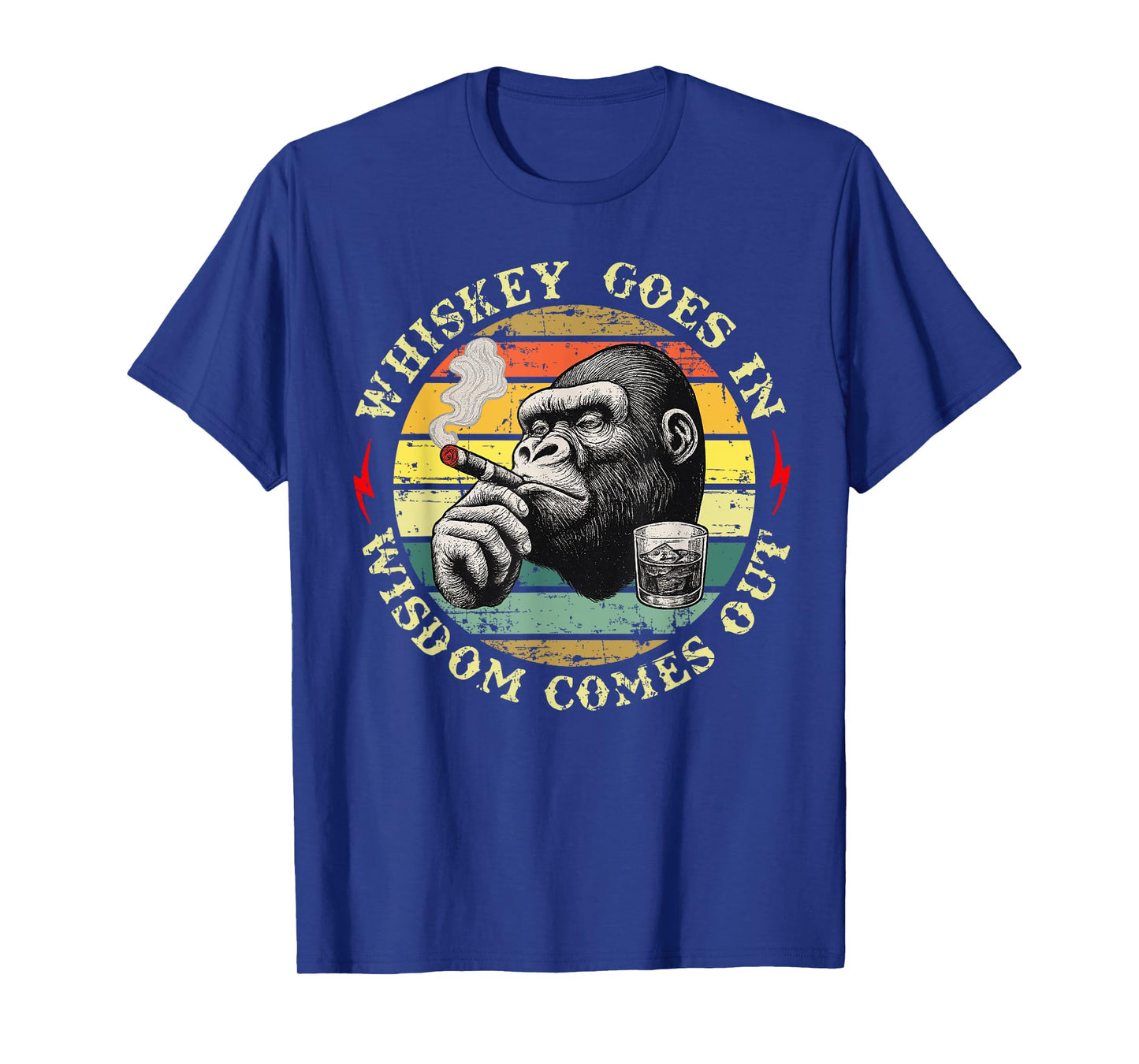 Vintage Whiskey Goes in Wisdom Comes Out Funny Monkey T-Shirt