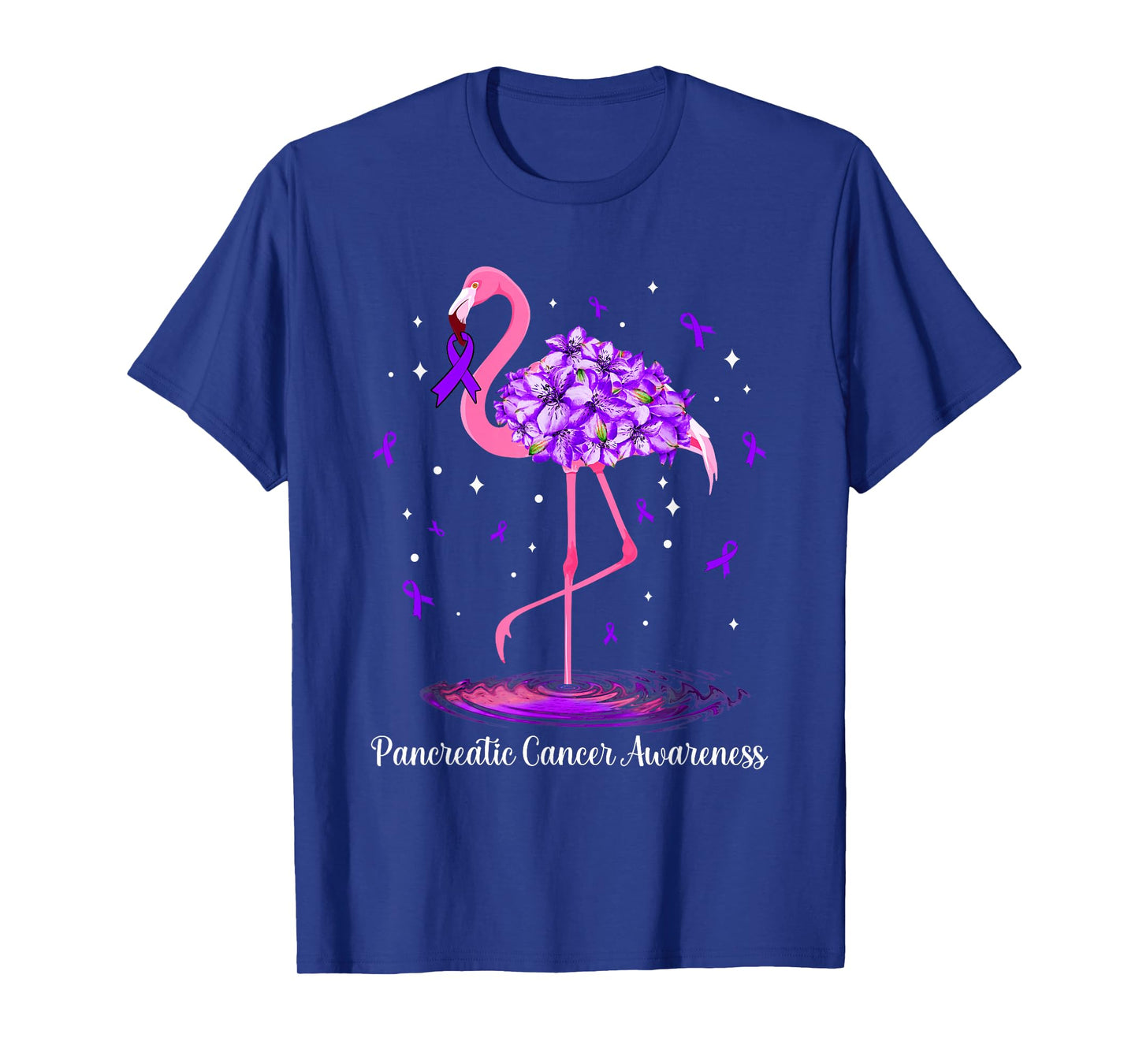 Flamingo Purple Ribbon For Pancreatic Cancer Awareness T-Shirt
