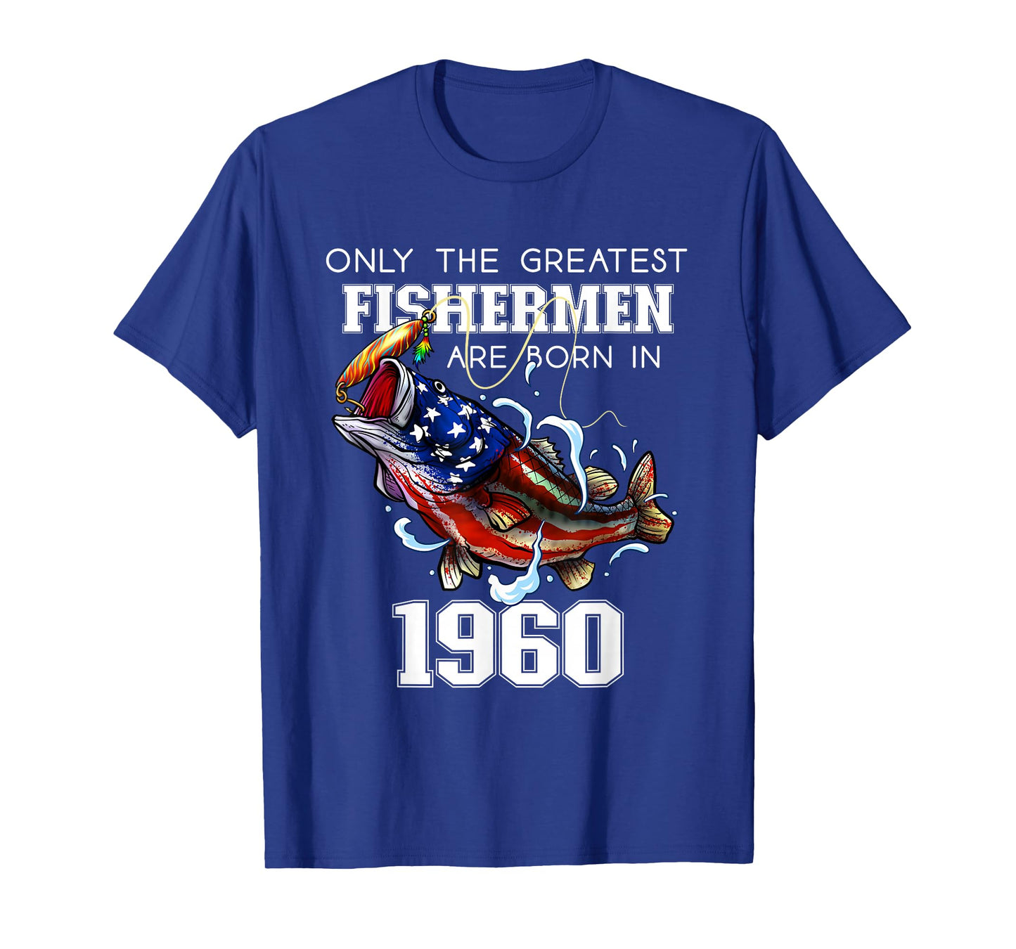 65th Birthday 1960 Fishermen Bass Fishing 65 Year Old T-Shirt