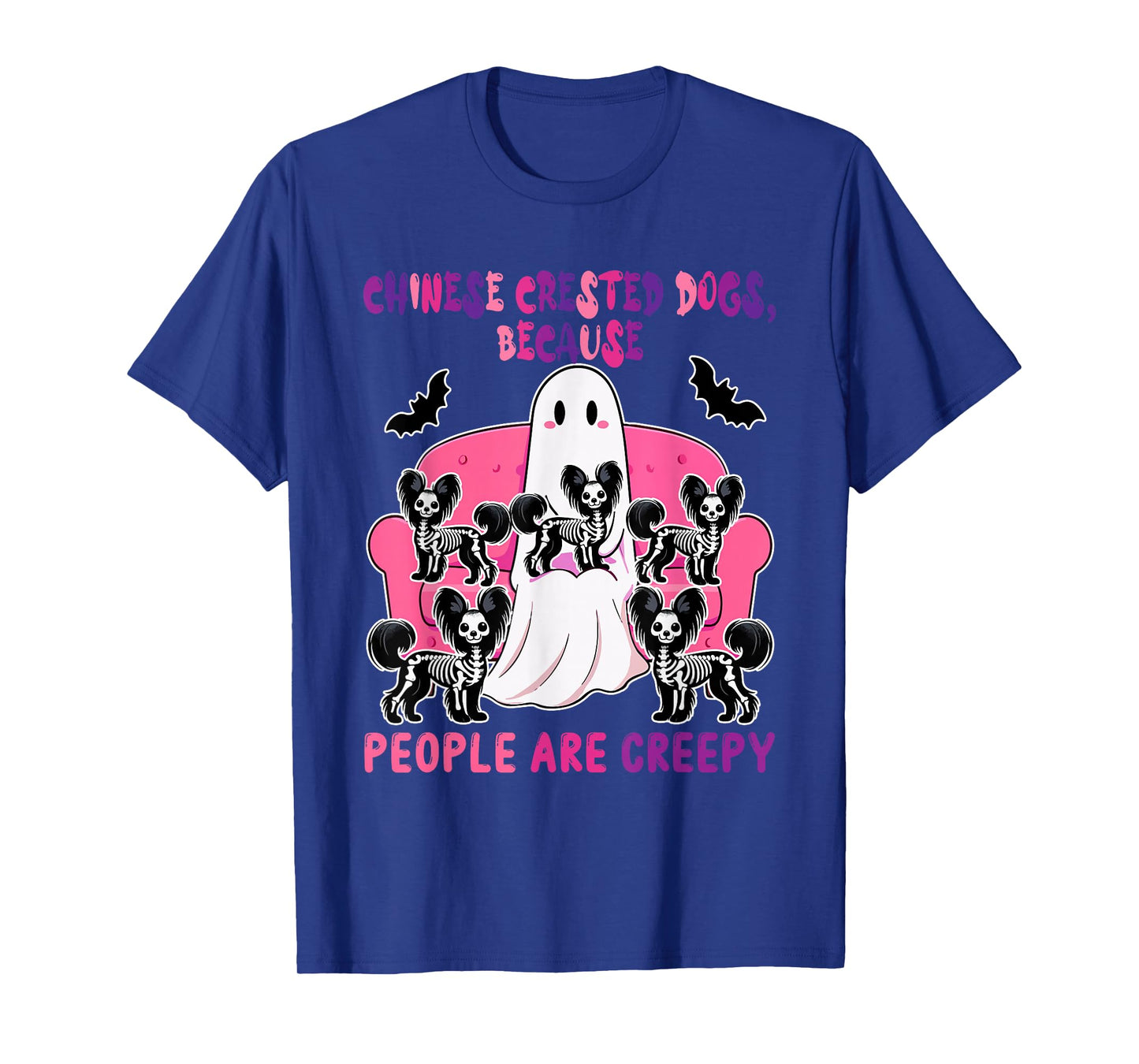 Chinese Crested Dogs Funny Joke People Creepy Halloween Boo T-Shirt