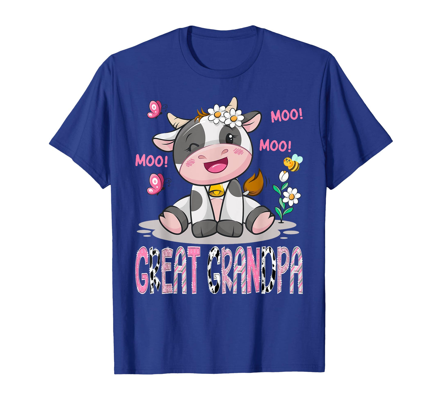 Great Grandpa Pink Farm Cute Cow Moo Moo Birthday Girl T-Shirt