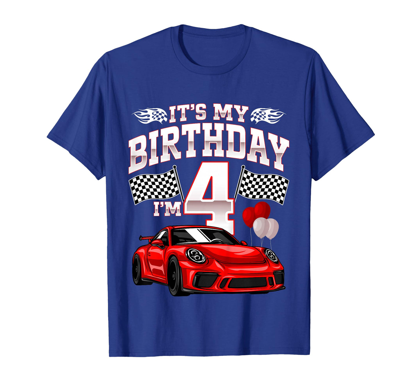 Kids It's My Birthday I'm 4 Kids Car Racing 4th Birthday Party T-Shirt