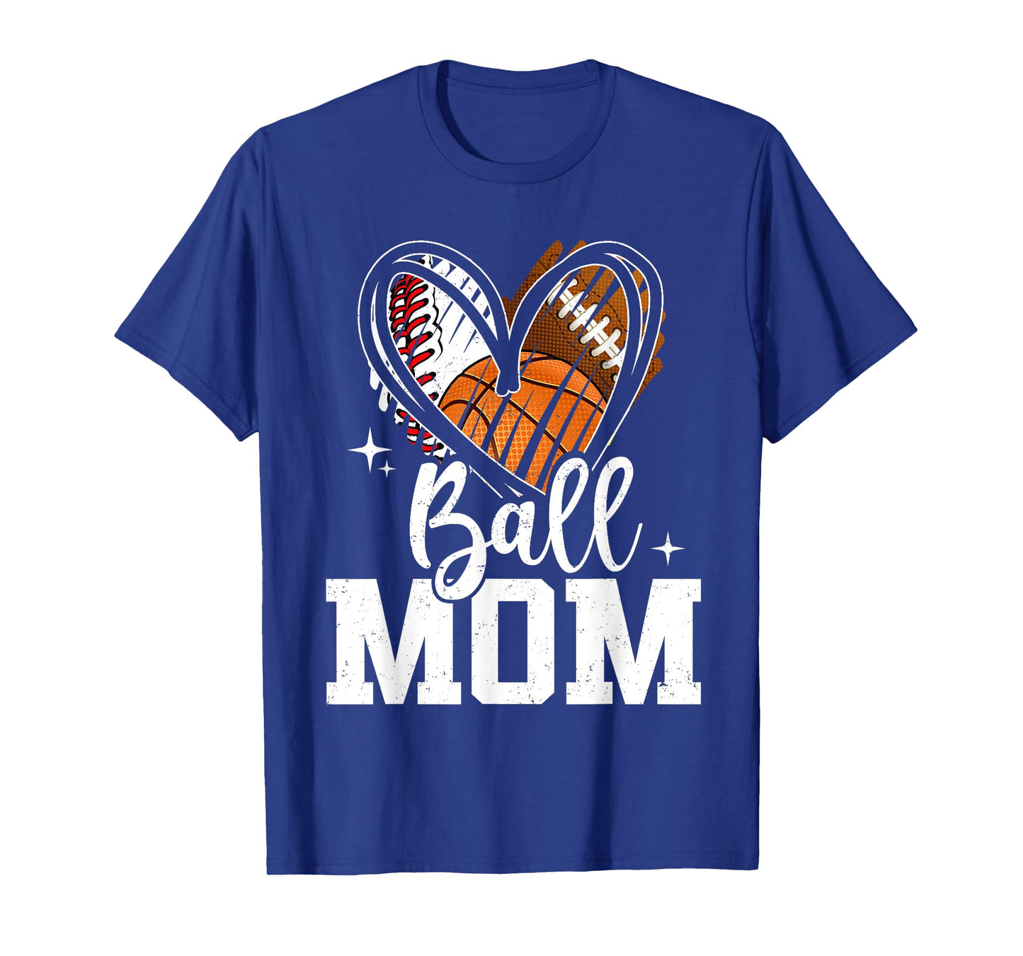 Ball Mom Baseball Football Basketball Heart Mothers Day T-Shirt