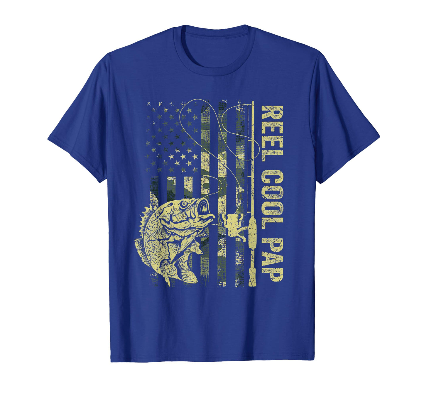 Reel Cool Pap Camouflage American Flag Fathers Day T-Shirt for Men