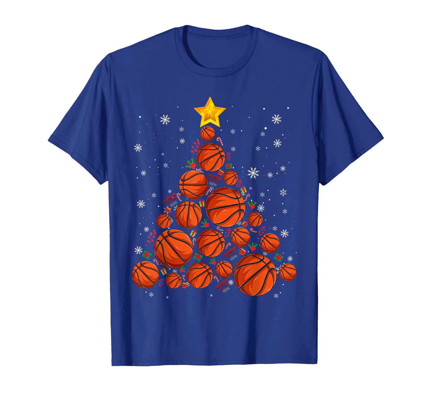 Basketball Xmas Tree Lights Santa Basketball Lover Christmas T-Shirt