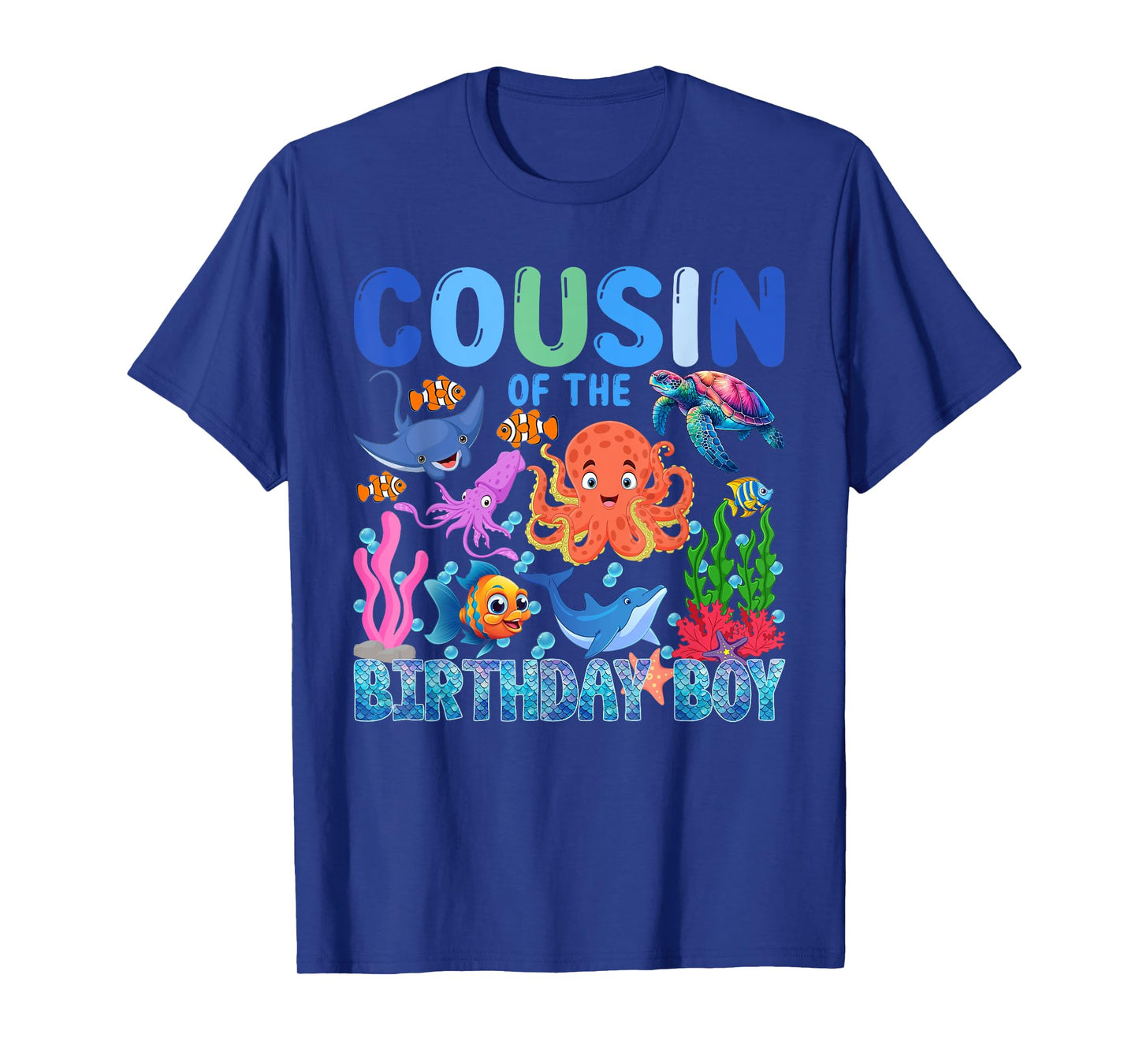 Cousin of The Birthday Boy Aquarium Sea Animals Matching T-Shirt