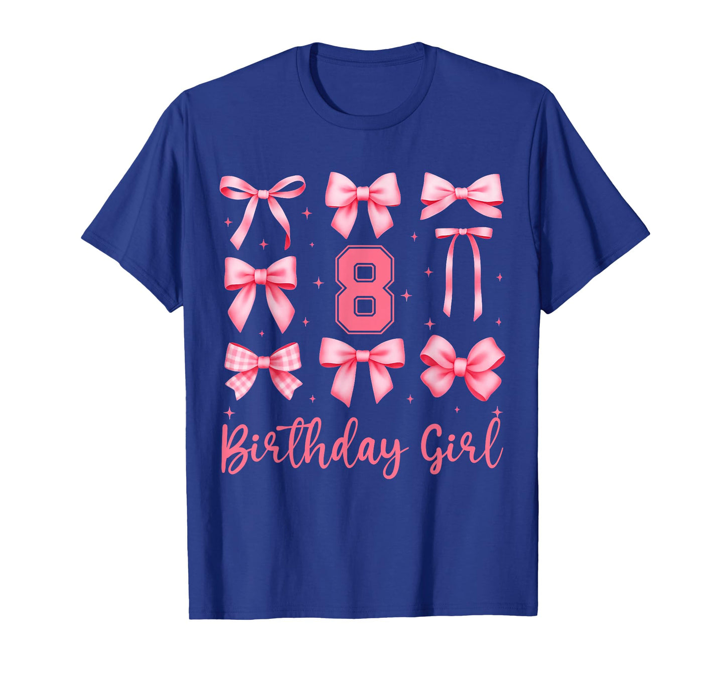 8th Birthday Girl Coquette Pink Bows 8 Year Old Birthday T-Shirt