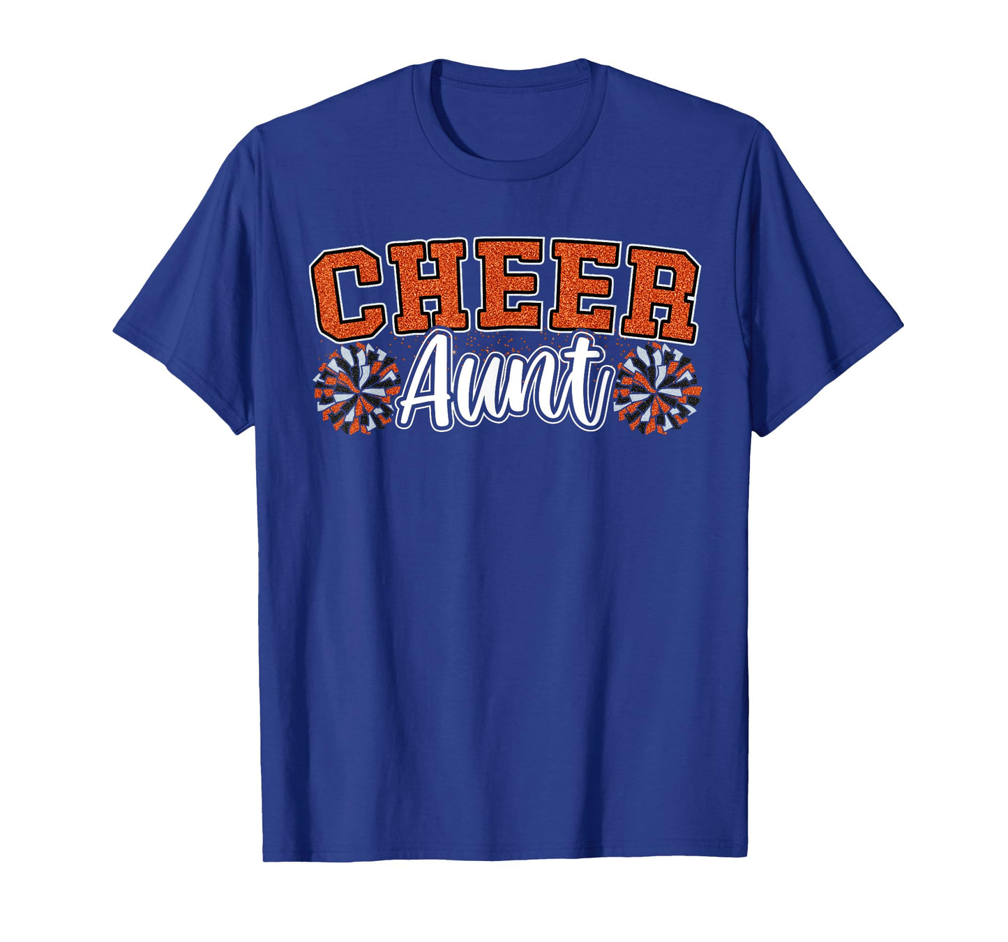 Loud Proud Cheer Aunt Team Orange Pom Poms Cheerleader Women T-Shirt