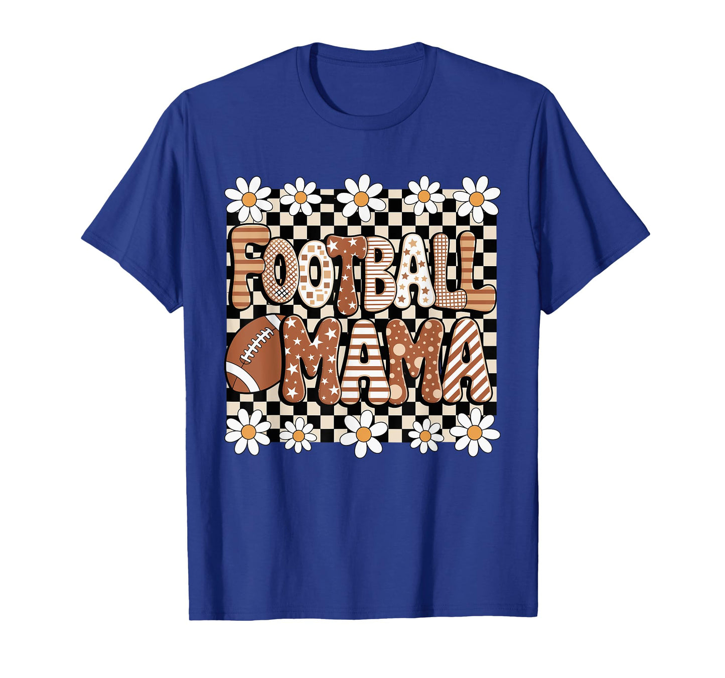Retro Groovy Football Mama Mom Autumn Fall T-Shirt