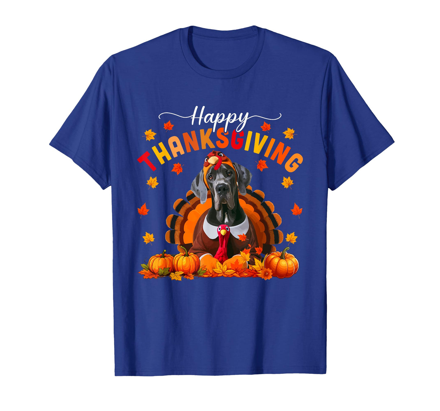 Happy Thanksgiving Great Dane Cosplay Fall Turkey Owner Kids T-Shirt