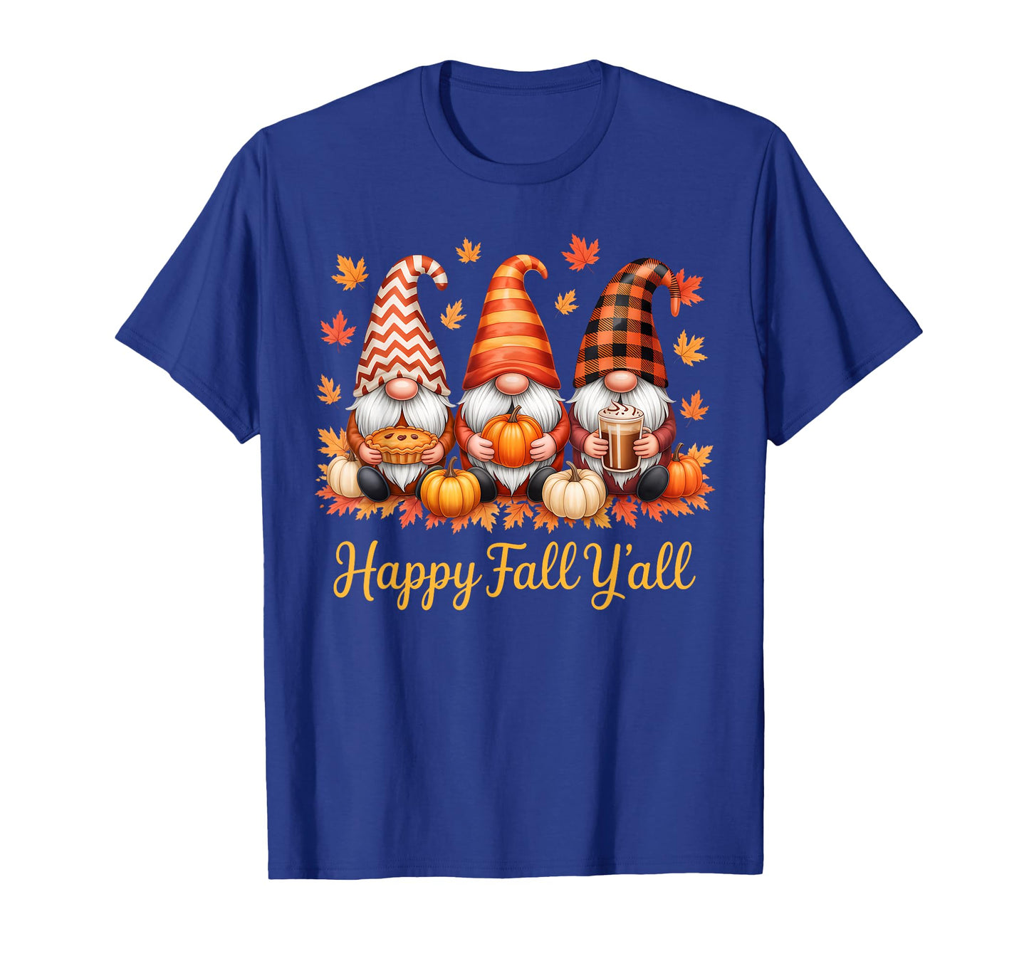 Happy Fall YβAll Autumn Leaves Pumpkin Garden Gnomes T-Shirt