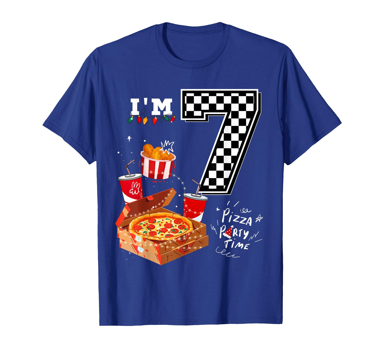 Funny Pizza Lover 7th Birthday Crew for 7 Years Old Boys T-Shirt