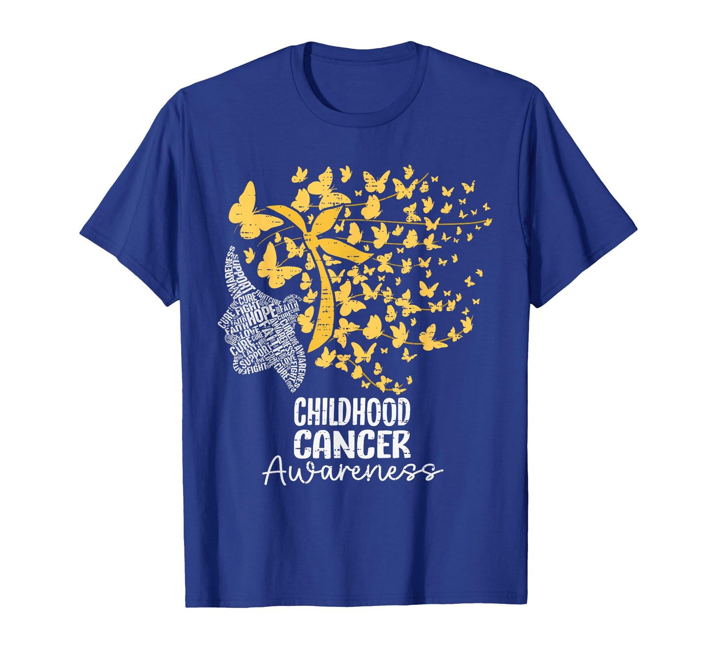 Womens Childhood Cancer Awareness Gold Butterfly Hair Ribbon T-Shirt