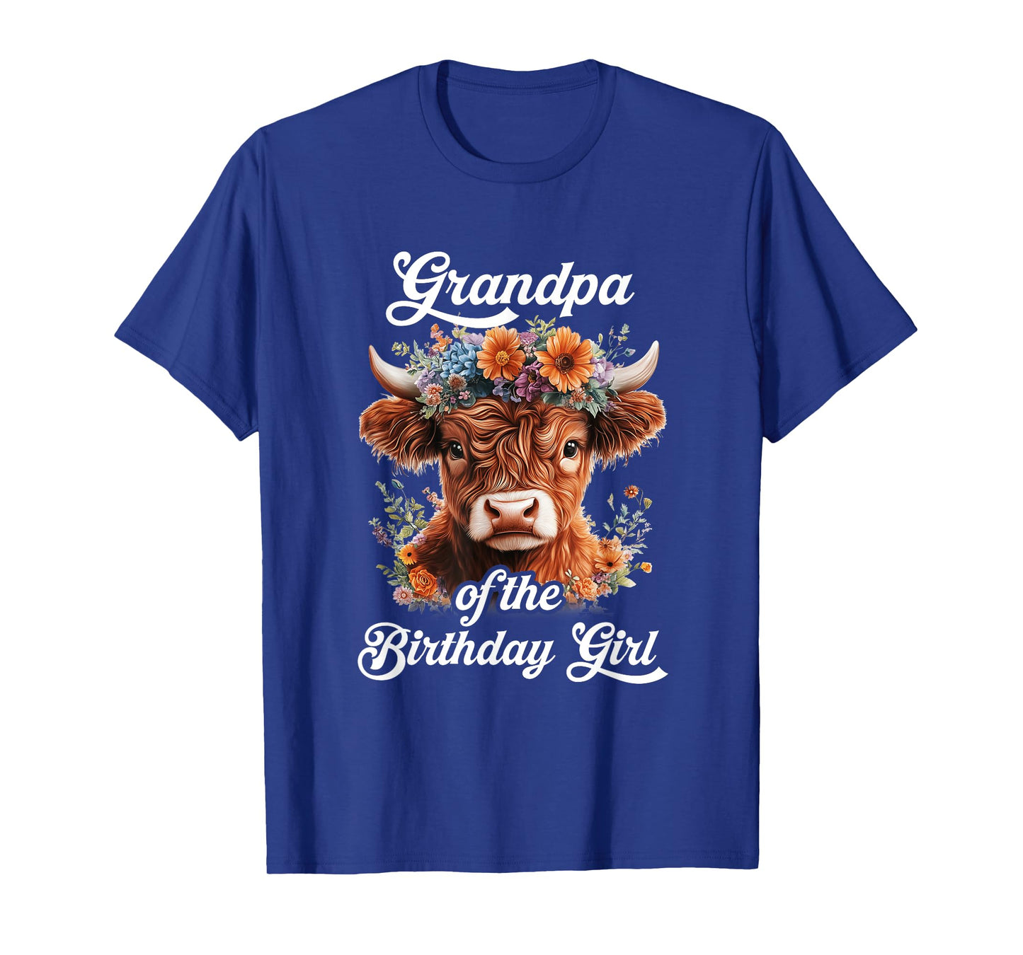 Grandpa Of The Birthday Girl Highland Cow Farm Family T-Shirt